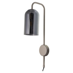 First Choice Lighting Victoria - Satin Nickel Plug In Wall Light With Glass Shade - thumbnail 1