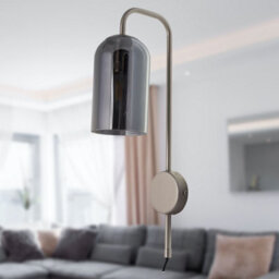 First Choice Lighting Victoria - Satin Nickel Plug In Wall Light With Glass Shade - thumbnail 5
