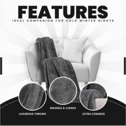 Gc Gaveno Cavailia Luxury Faux Fur Throw 200X240 Cm Charcoal Fleece Blanket For King Bed & Sofa Bed - thumbnail 3