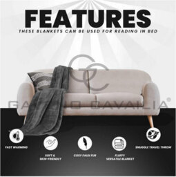 Gc Gaveno Cavailia Luxury Faux Fur Throw 200X240 Cm Charcoal Fleece Blanket For King Bed & Sofa Bed - thumbnail 4