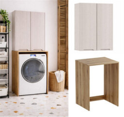Impact Furniture Washing Machine Cabinet Bathroom Compact Utility 70Cm Cupboard Storage Set Nova - thumbnail 1