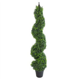 Leaf Artificial Boxwood Topiary Tree Tower Spiral Metal Top 120Cm Tall - thumbnail 1