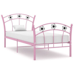 Berkfield Bed Frame With Football Design Pink Metal 90X200 Cm - thumbnail 1
