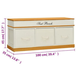 Vidaxl Storage Bench Solid Paulownia Wood 100 Cm Storage Benches - thumbnail 8