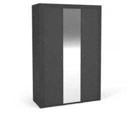 Arte Mossa Sleek Hinged Mirrored Wardrobe In Black - W1370mm X H2060mm X D560mm - thumbnail 1