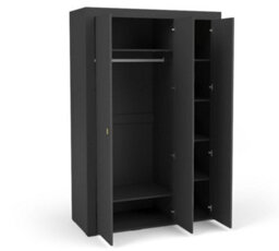Arte Mossa Sleek Hinged Mirrored Wardrobe In Black - W1370mm X H2060mm X D560mm - thumbnail 2