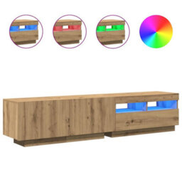 Berkfield Durable Tv Cabinet With Led Lights Artisan Oak 180X35X40 Cm Engineered Wood - thumbnail 1