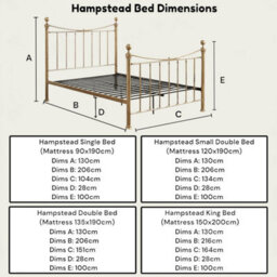 OAT Home Hampstead Traditional Antique Brass Effect Small Double Metal Bed Frame - thumbnail 9