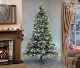 Shatchi Pre-Lit Lapland Fir Snow Flocked Artificial Christmas Tree 7Ft With Warm White Leds - thumbnail 5