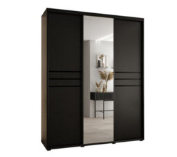 Arte Cannes Xi Mirrored Sliding Door Wardrobe W190Cm - Sleek Black Storage Solution For Spacious Rooms - thumbnail 1