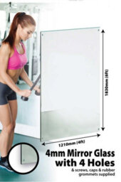 Mirroroutlet Bathroom Or Circuitt 4mm Sheet Mirror Glass 4 Holes 183 X 122 Cm: Safety Backed