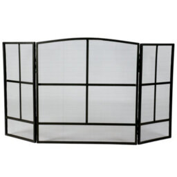 Dibor Contemporary Style Matte Black Fire Screen 3 Folding Fireplace Guard Window Pane Fire Guard H64 X W120Cm - thumbnail 2