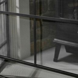 Dibor Contemporary Style Matte Black Fire Screen 3 Folding Fireplace Guard Window Pane Fire Guard H64 X W120Cm - thumbnail 3