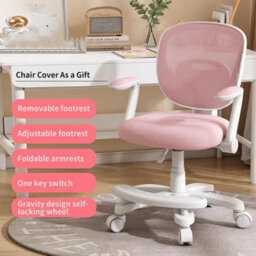 Hygrad Built to Survive Swivel Chair Ergonomic Rolling Adjustable Kids Children Teens 360 Swivel Revolving Chair With Armrest & Foot Rest - Pink - thumbnail 5