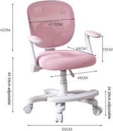 Hygrad Built to Survive Swivel Chair Ergonomic Rolling Adjustable Kids Children Teens 360 Swivel Revolving Chair With Armrest & Foot Rest - Pink - thumbnail 3