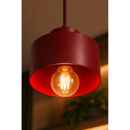 Luminosa Lighting Luminosa Simply Slim Pendant Ceiling Light Burgundy 1X E27 - thumbnail 3