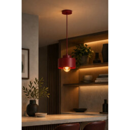 Luminosa Lighting Luminosa Simply Slim Pendant Ceiling Light Burgundy 1X E27 - thumbnail 2