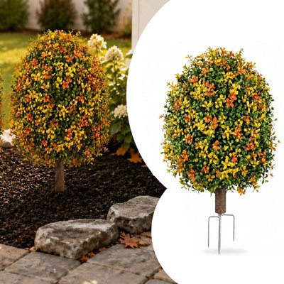 Amorly 65Cm Artificial Boxwood Topiary Shrubs, Fake Multi Colour Ball Trees With Ground Spike, Faux Greenery Decor For Indoor, Garden - image 1