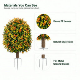 Amorly 65Cm Artificial Boxwood Topiary Shrubs, Fake Multi Colour Ball Trees With Ground Spike, Faux Greenery Decor For Indoor, Garden - thumbnail 6