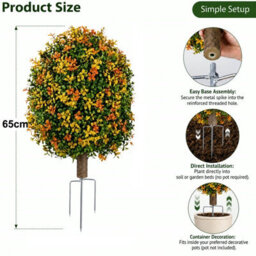 Amorly 65Cm Artificial Boxwood Topiary Shrubs, Fake Multi Colour Ball Trees With Ground Spike, Faux Greenery Decor For Indoor, Garden - thumbnail 4