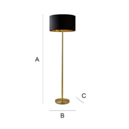 Valuelights Charles Gold Floor Lamp With Black Velvet & Metallic Shade - thumbnail 9