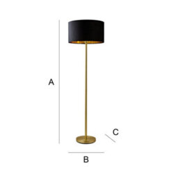 Valuelights Charles Gold Floor Lamp With Black Velvet & Metallic Shade - thumbnail 8