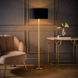 Valuelights Charles Gold Floor Lamp With Black Velvet & Metallic Shade - thumbnail 5
