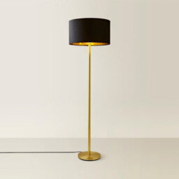 Valuelights Charles Gold Floor Lamp With Black Velvet & Metallic Shade - thumbnail 6