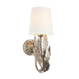 Luminosa Lighting Luminosa Delphine Decorative Silver Layered Leaf Wall Lamp With Ivory Fabric Shades