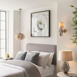 Anson Lighting Damita Silver Leaf Ivory Cotton Shade Decorative Floral 1 Light Wall Light - thumbnail 3