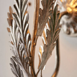 Anson Lighting Damita Silver Leaf Ivory Cotton Shade Decorative Floral 1 Light Wall Light - thumbnail 6
