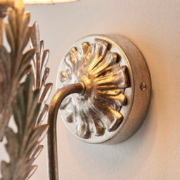 Anson Lighting Damita Silver Leaf Ivory Cotton Shade Decorative Floral 1 Light Wall Light - thumbnail 7