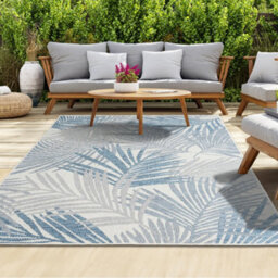 Homeart Outdoor Indoor Rug, Easy Clean, Uv Weather Resistant Rug For Patio, Gardenpalm Blue, Grey,160X230Cm - thumbnail 1