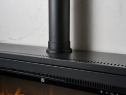 Acantha Pre-Built White Marble Effect Media Wall 3 With Vision Electric Media Stove & Log Store In Black - thumbnail 8