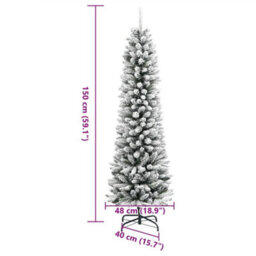 Berkfield Artificial Slim Christmas Tree With Flocked Snow 150 Cm Pvc&pe - thumbnail 8