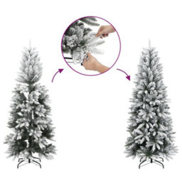 Berkfield Artificial Slim Christmas Tree With Flocked Snow 150 Cm Pvc&pe - thumbnail 3