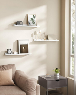 Songmics Trio Of Wall Shelves Ledge, Set Of 3 Floating Shelves, Organizing Rack, For Frames And Books, White - image 1