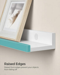 Songmics Trio Of Wall Shelves Ledge, Set Of 3 Floating Shelves, Organizing Rack, For Frames And Books, White - thumbnail 5