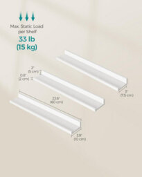 Songmics Trio Of Wall Shelves Ledge, Set Of 3 Floating Shelves, Organizing Rack, For Frames And Books, White - thumbnail 2