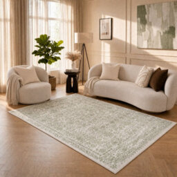 The Rugs Montana Cream And Green Oriental Area Rug And Runner Soft Durable Pet Friendly Easy To Clean Living Room Bedroom 3716Crgn - thumbnail 6