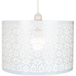 Happy Homewares Moroccan Designed Large White Metal Pendant Light Shade With Floral Decoration - thumbnail 2