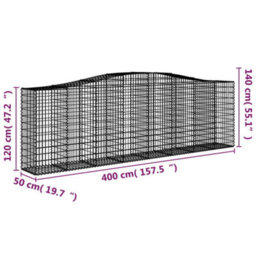 Berkfield Durable Arched Gabion Baskets 7 Pcs 400X50X120/140 Cm Galvanised Iron - thumbnail 6