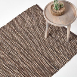 Homescapes Madras Leather Hemp Rug Brown, 150 X 240 Cm