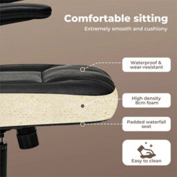 Ergonomic Office Computer Chair Pu Leather Swivel Recliner With Flip-Up Armrests - thumbnail 4