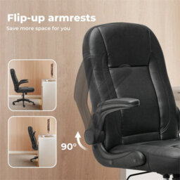 Ergonomic Office Computer Chair Pu Leather Swivel Recliner With Flip-Up Armrests - thumbnail 5