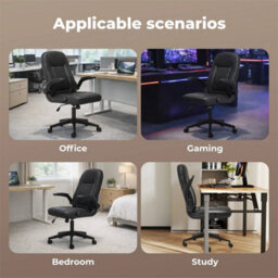 Ergonomic Office Computer Chair Pu Leather Swivel Recliner With Flip-Up Armrests - thumbnail 3
