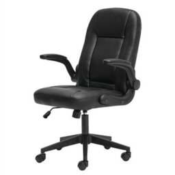 Ergonomic Office Computer Chair Pu Leather Swivel Recliner With Flip-Up Armrests