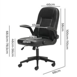 Ergonomic Office Computer Chair Pu Leather Swivel Recliner With Flip-Up Armrests - thumbnail 2