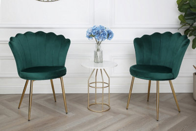 Mini Flora - Pair Of Dining Chairs - Velvet Upholstery With Floral Design (Green) - image 1