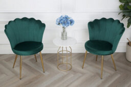 Mini Flora - Pair Of Dining Chairs - Velvet Upholstery With Floral Design (Green) - thumbnail 3